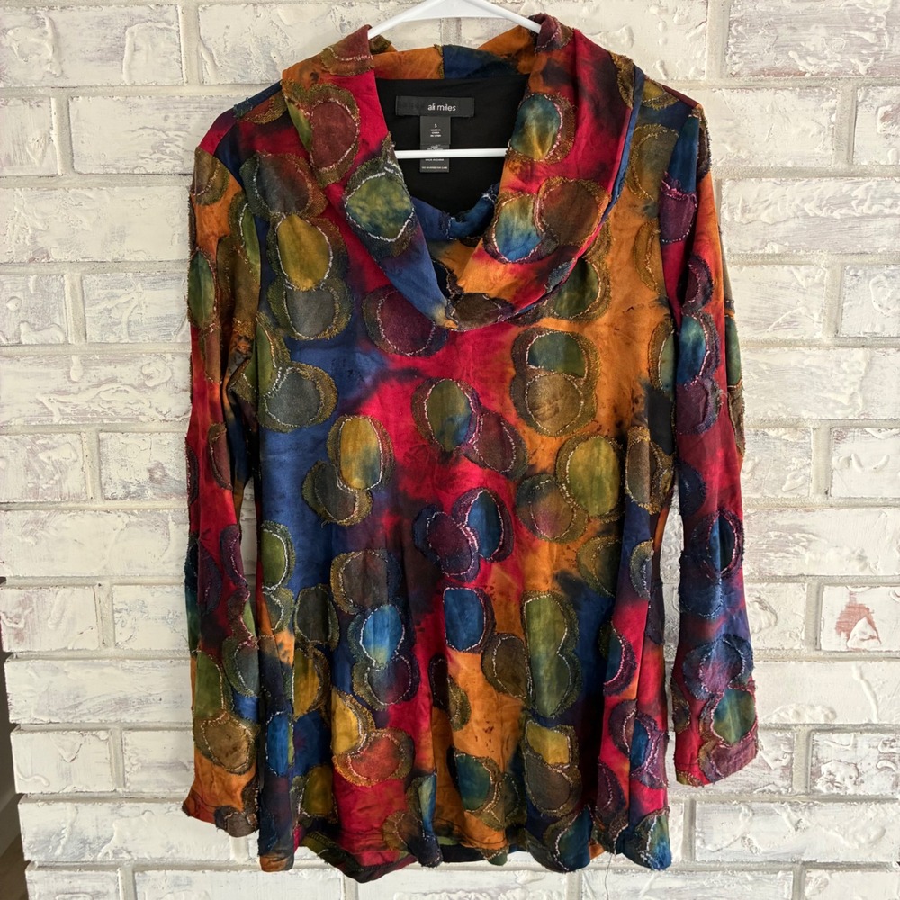 Ali Miles Art to Wear Jacket S Multicolor Abstract Circles Artsy Lagenlook Top